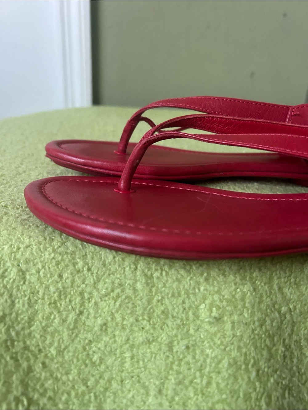 Tory Burch Red Leather Slingback Thong Sandals Sz 8 - Picture 9 of 13